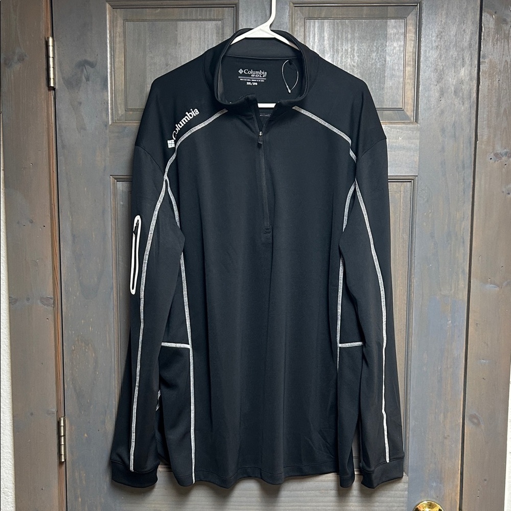 Men’s Columbia Black Quarter-Zip Pullover with White Contrast Piping